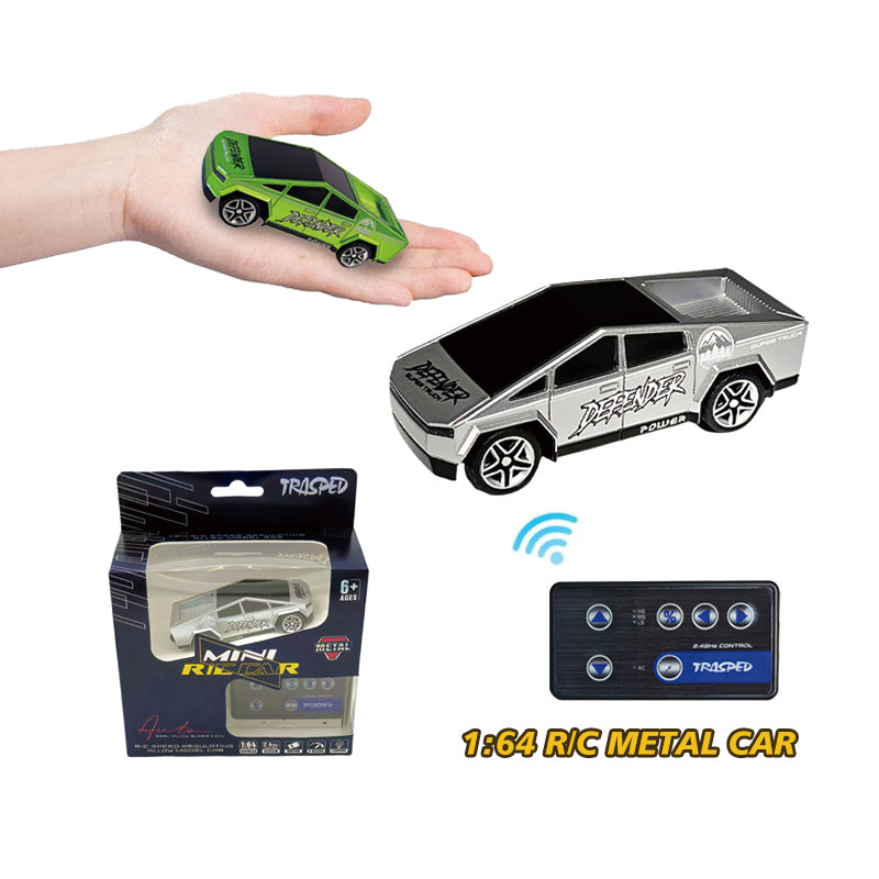 Mini Cybertruck Die-casting Rc Car 2WD 1:64 Modle Scale 2.4GHz 3-Speed Mode for Kids
