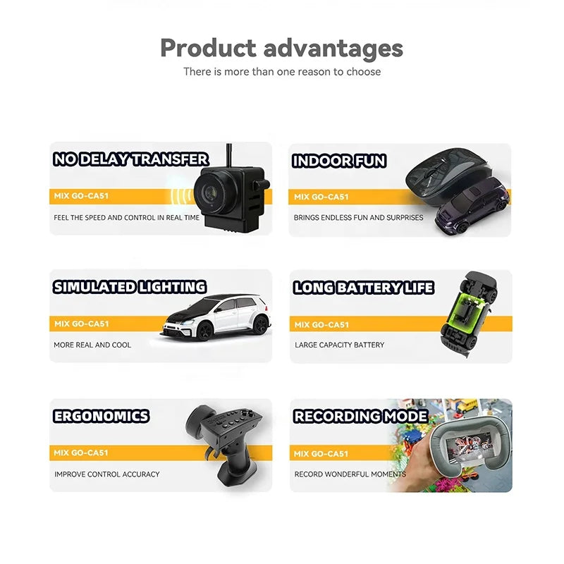 All Wheel Drive Drift RC Racing Car 4WD FPV First Person Camera Goggles 2.4G Proportional Remote LED Lights