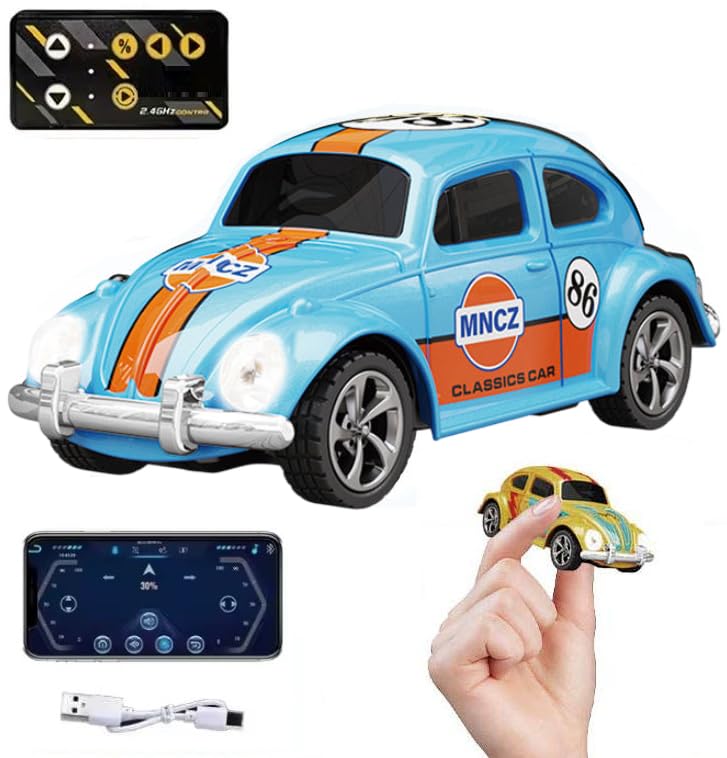 Pocket Size Remote Control Car with LED Lights, App Control & Rechargeable Battery (3 Colors)