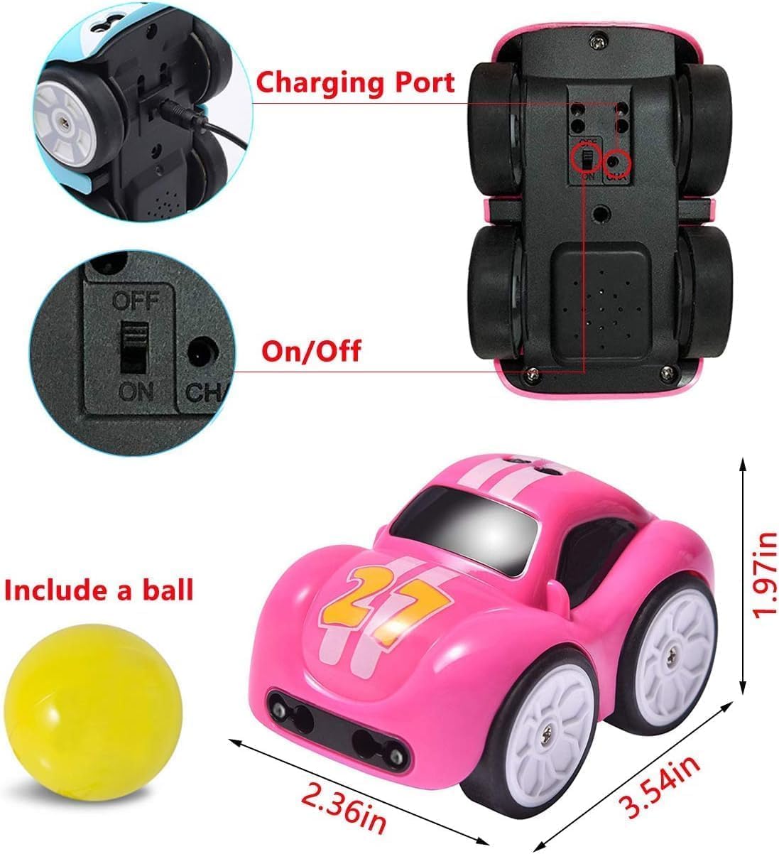 2.4GHz RC Car for Kids – Intelligent Sensor Stunt Car with Chase & Follow Modes, Music, LED Lights & Rechargeable Battery