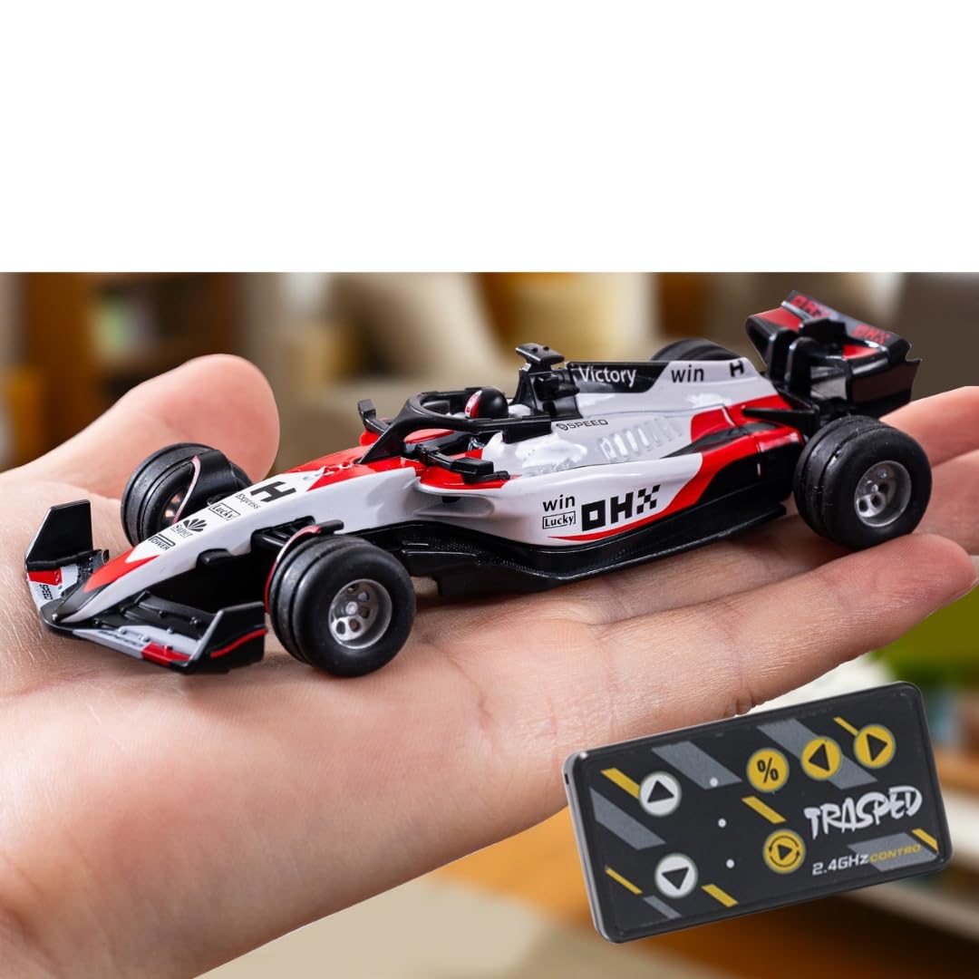 1:64 Die-Cast Metal F1 Mini RC Racing Car with LED Lights – 2.4GHz Remote & App Control, USB Rechargeable Alloy Racing Car