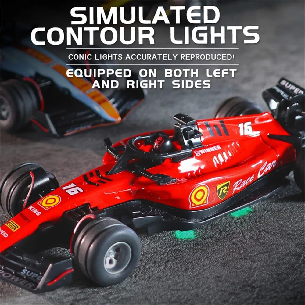 1:64 Die-Cast Metal F1 Mini RC Racing Car with LED Lights – 2.4GHz Remote & App Control, USB Rechargeable Alloy Racing Car