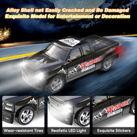 1:64 Black Remote Control Toy Cars for Kids 2.4Ghz Adjustable Speed Scale Alloy Pickup RC Trucks with Trailer & Car Lights,USB-C Recharging