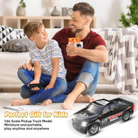 1:64 Black Remote Control Toy Cars for Kids 2.4Ghz Adjustable Speed Scale Alloy Pickup RC Trucks with Trailer & Car Lights,USB-C Recharging