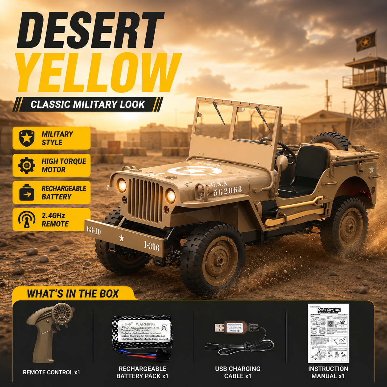 Willys RC 2.4GHz Remote Control Electric Off-Road Jeep with Roof