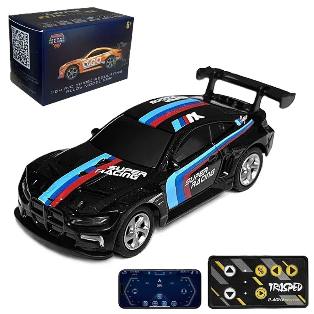 1:64 Mini RC Drift Racing Car – Dual Mode 2.4GHz Alloy Car with LED Lights (2 Colors)