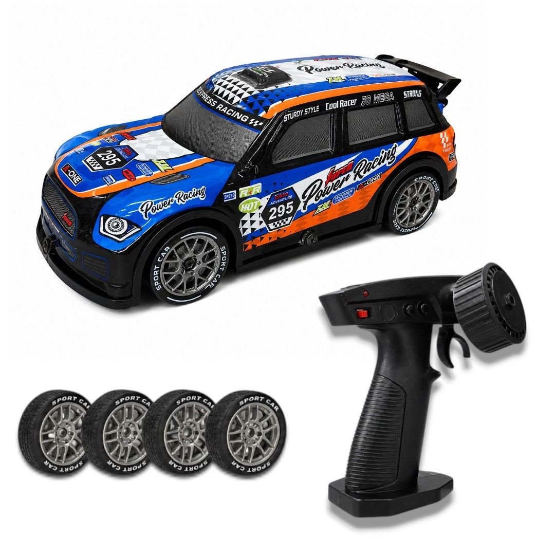 1:22 Scale RC Drifting Racing Car with 2.4GHz Remote Control, LED Lights & Extra Drift Tyres – High Speed Rechargeable