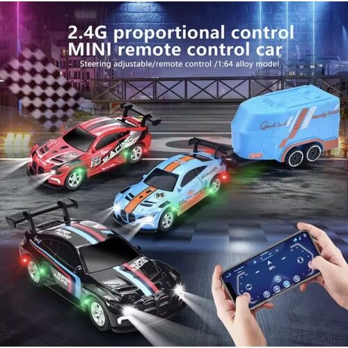 1:64 Mini RC Drift Racing Car – Dual Mode 2.4GHz Alloy Car with LED Lights (2 Colors)