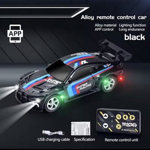 1:64 Mini RC Drift Racing Car – Dual Mode 2.4GHz Alloy Car with LED Lights (2 Colors)